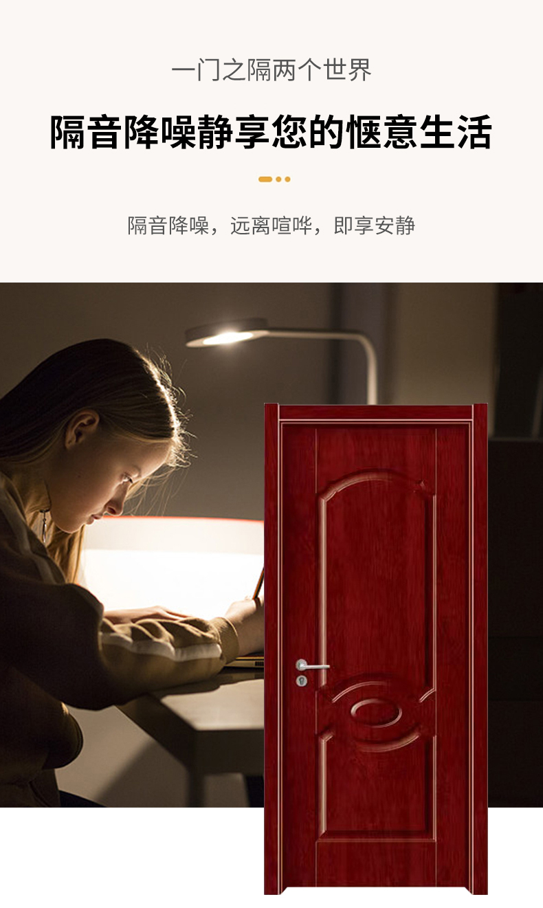 定制面漆室内门卧室静音工程门套直播间隔音出租屋实木复合房间门(图6)