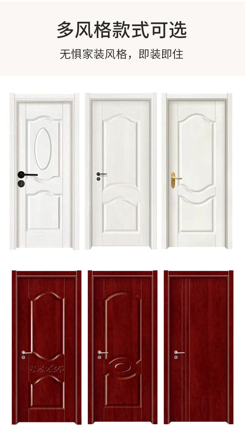 定制面漆室内门卧室静音工程门套直播间隔音出租屋实木复合房间门(图12)