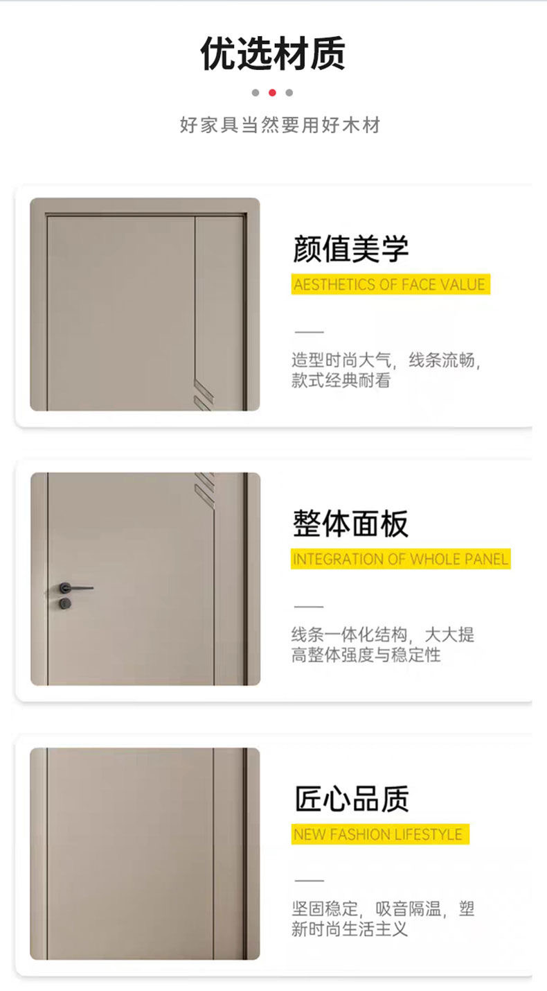 定制面漆室内门卧室静音工程门套直播间隔音出租屋实木复合房间门(图14)