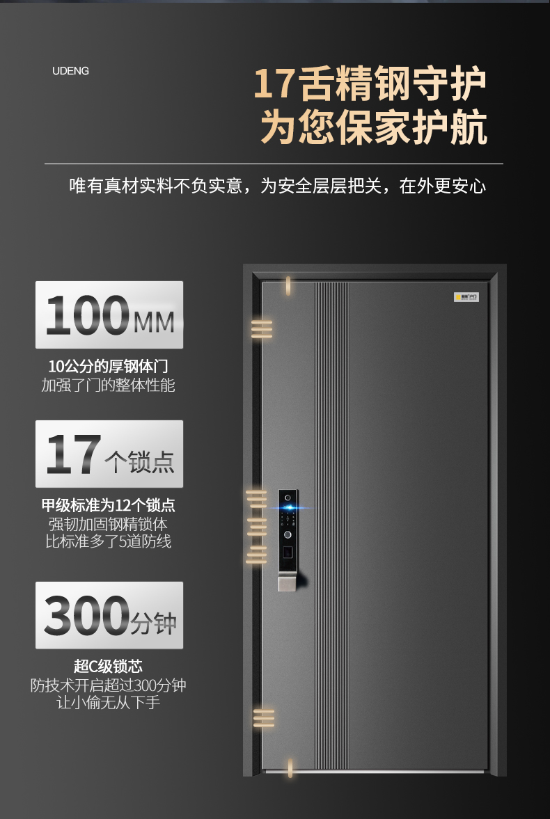 柏科家用防盗门智能进户门入户门岩棉填充定制子母门风水门指纹锁(图18)