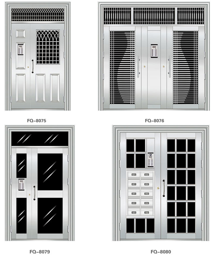 飞群单元门氟碳漆小区防盗楼道门对讲可视楼宇门304不锈钢定制(图24)