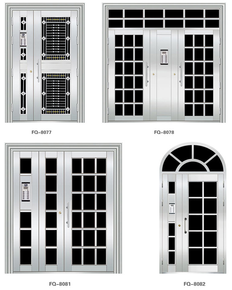 飞群单元门氟碳漆小区防盗楼道门对讲可视楼宇门304不锈钢定制(图25)