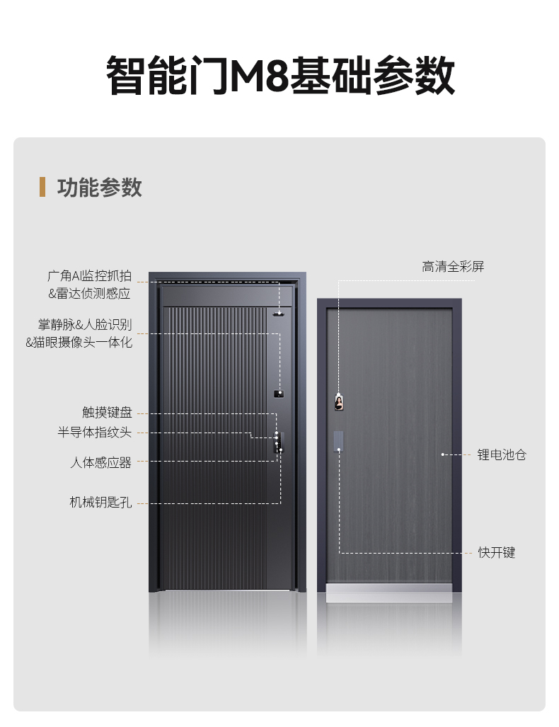 亚太天能精雕铸铝智能门可视监控防盗进户门人脸识别全自动入户门(图50)