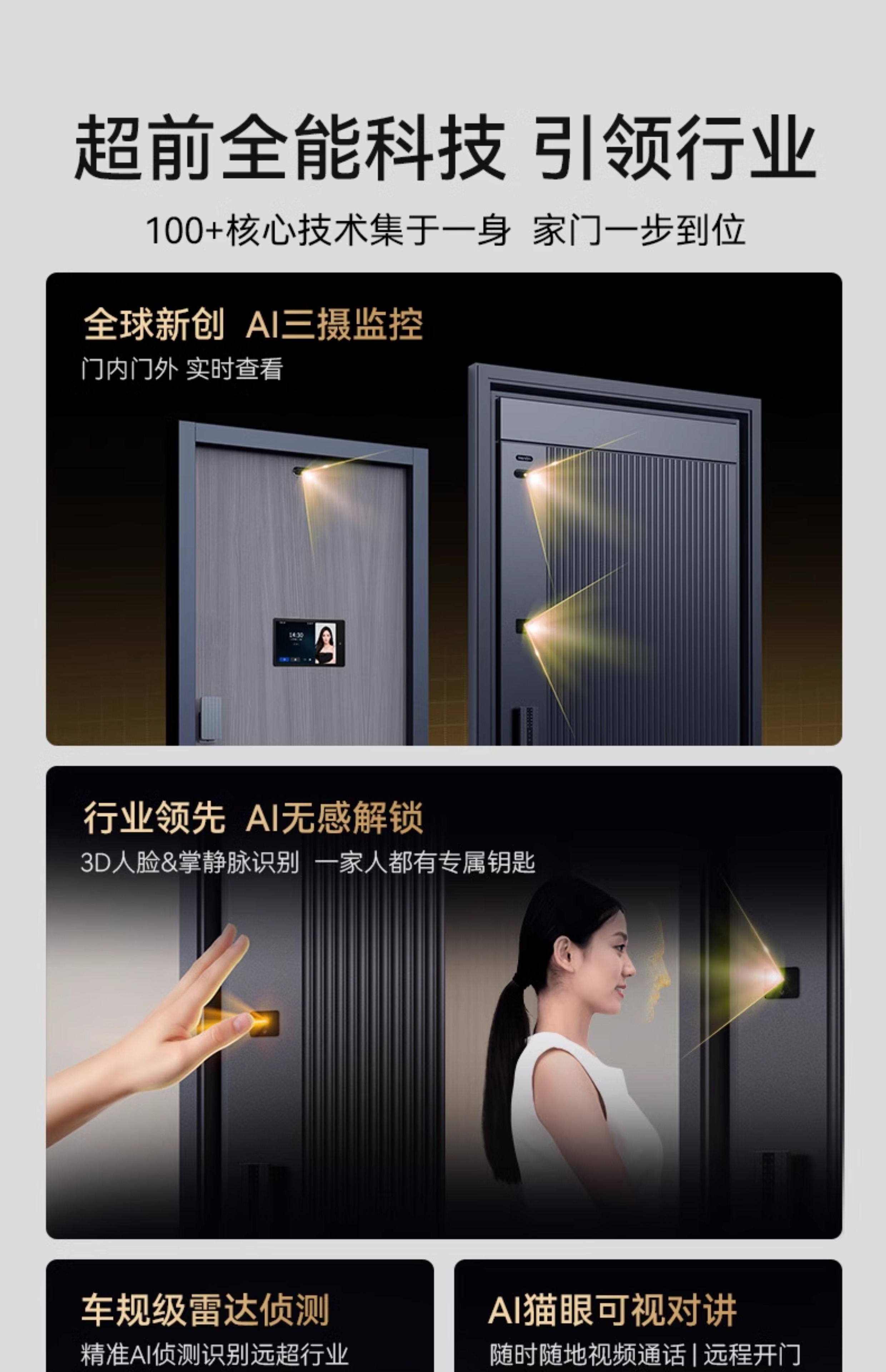 亚太天能智能门精雕铸铝入户门可视监控防盗进户门全自动家用大门(图11)