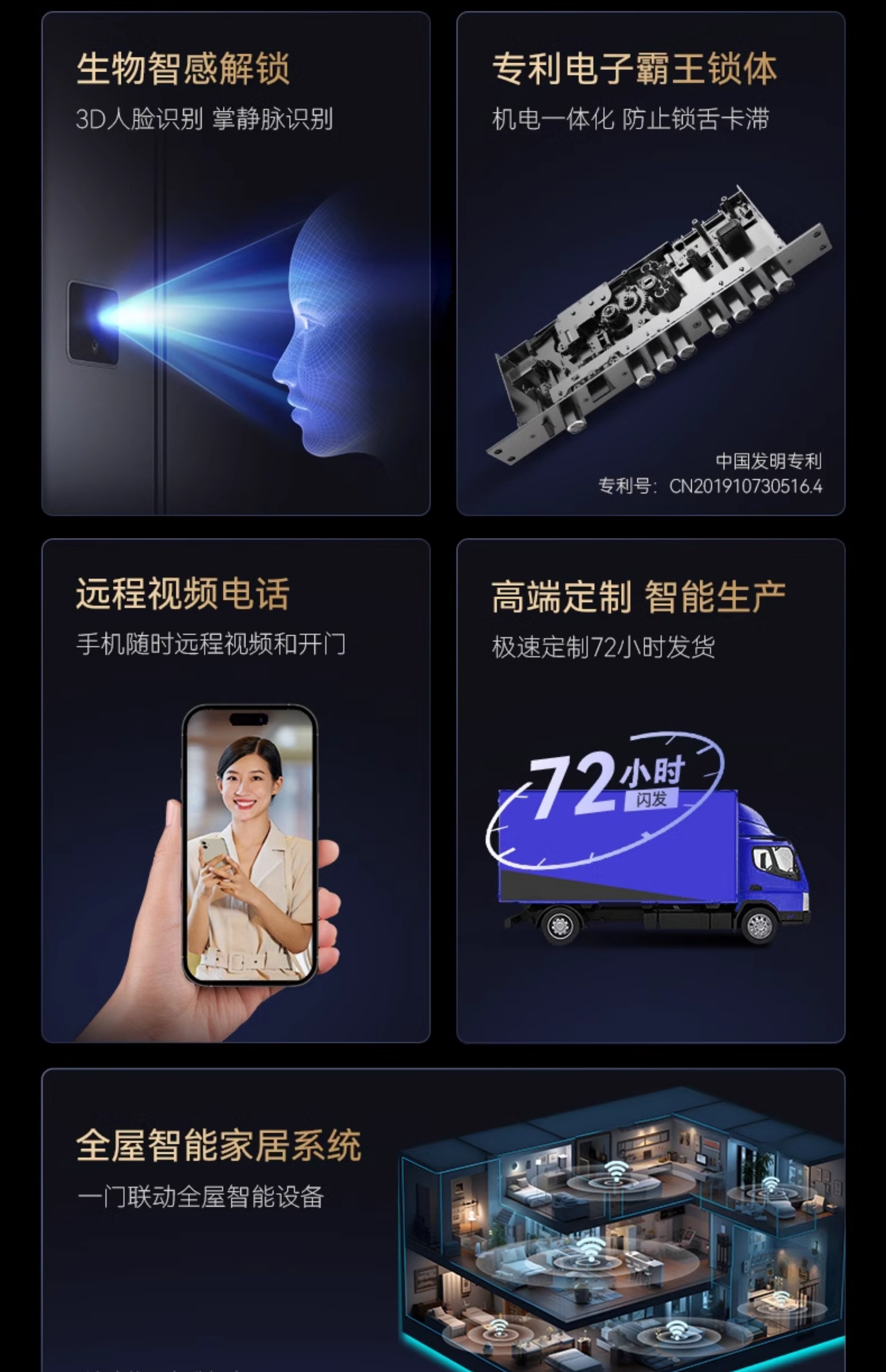 亚太天能智能门精雕铸铝入户门全自动可视监控防盗进户门家用大门(图6)