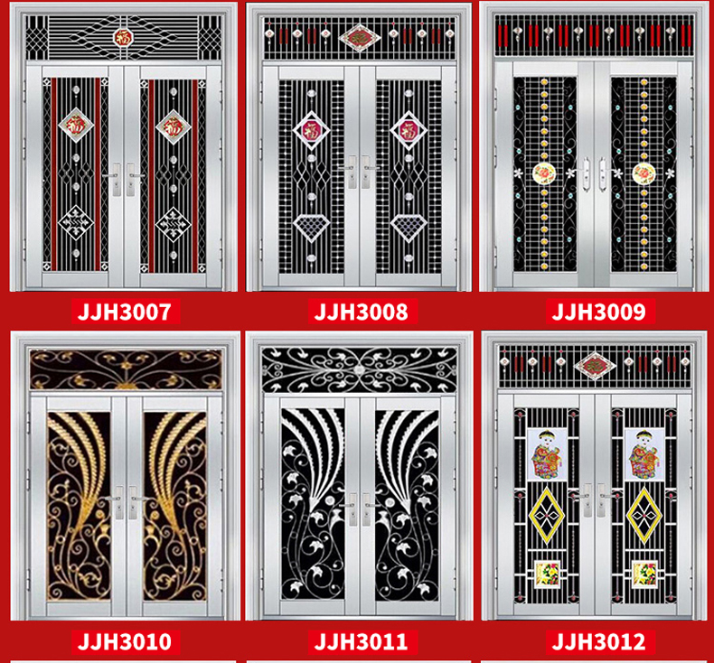 不锈钢门车库楼宇门304进户大门防盗门室内门别墅入户门庭院门(图4)