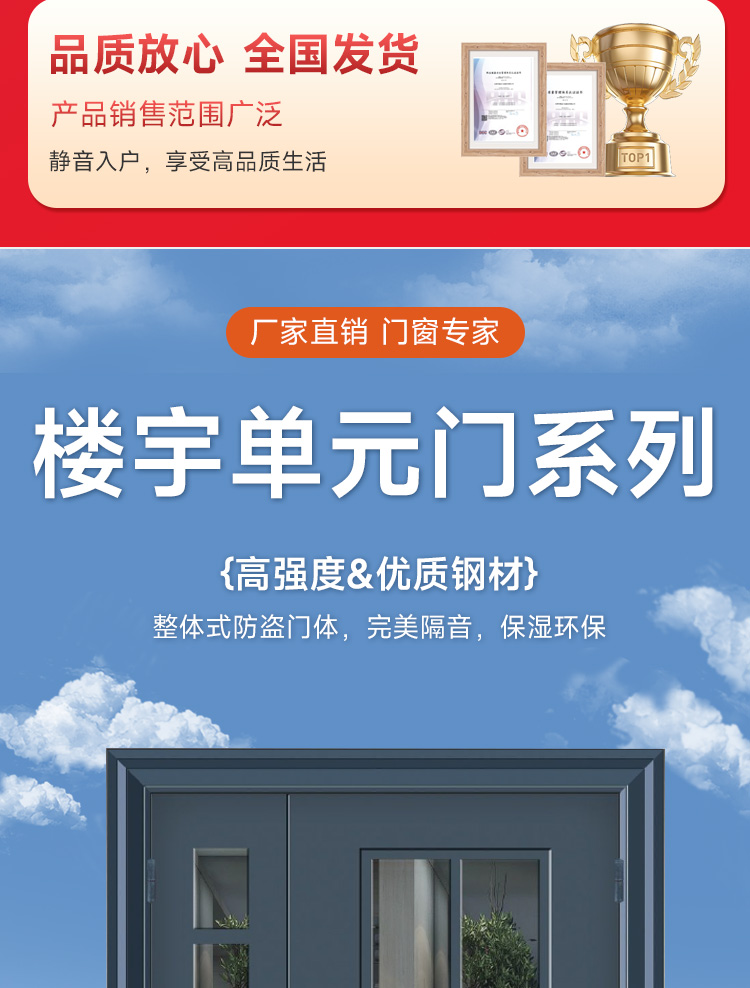 楼宇单元门钢制单元门玻璃单元门防盗门进户门可对视楼宇门对讲门(图2)