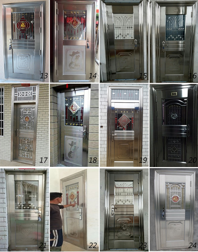 304不锈钢门单元门氟碳漆小区防盗门楼道门对讲车库楼宇门子母门(图7)