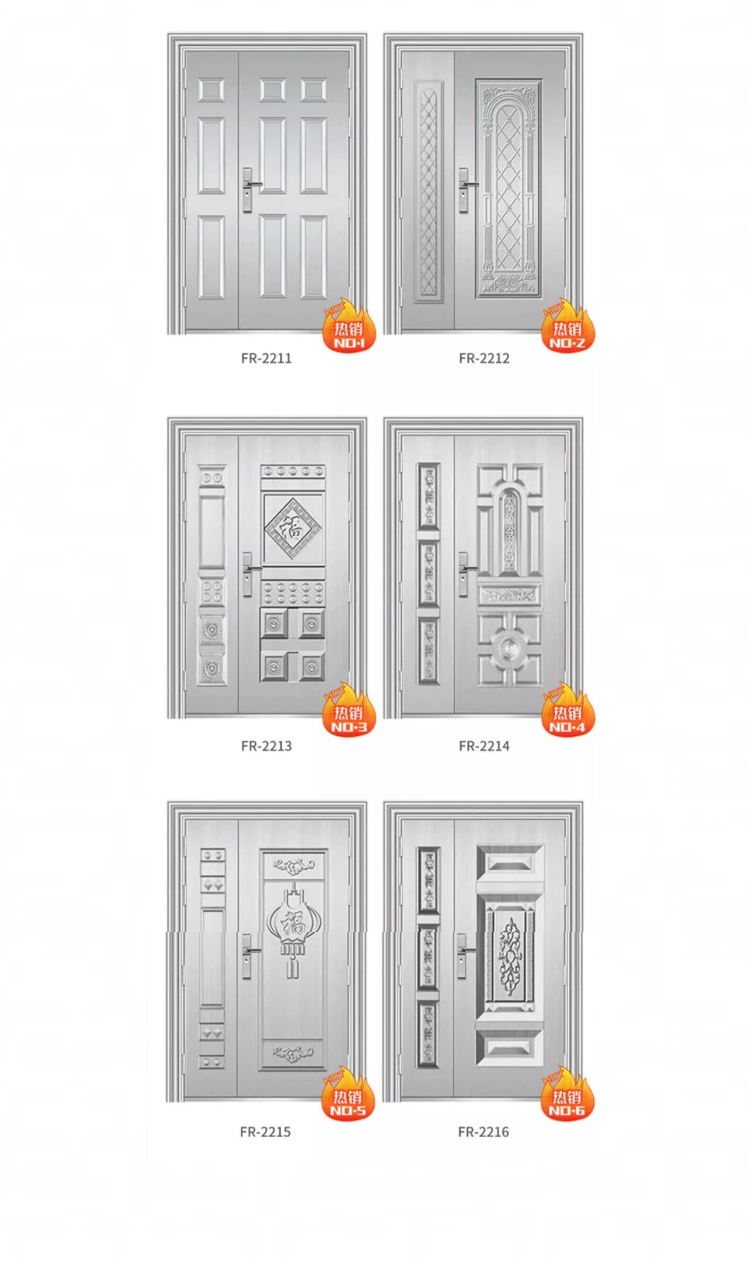 厂家直销防晒入户门安全单门大门自建定制楼宇双开门不锈钢门户外(图9)