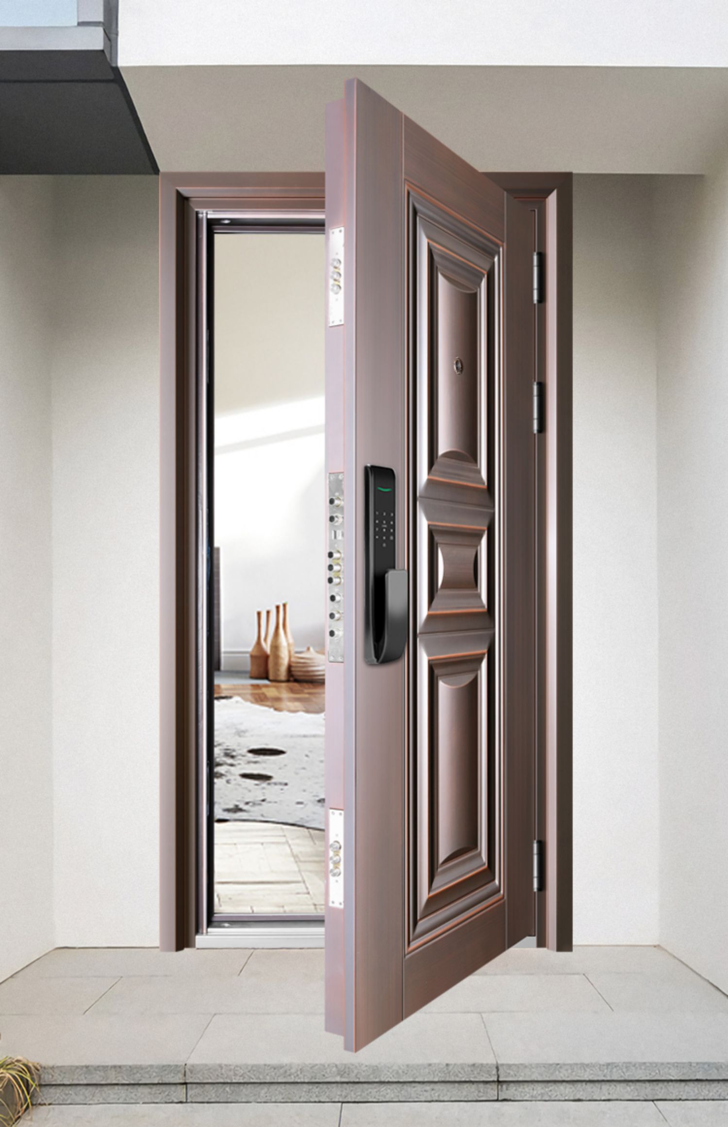 鑫佳意防盗门甲级钢质入户门进户室外带气窗通风子母门双开农村门(图13)