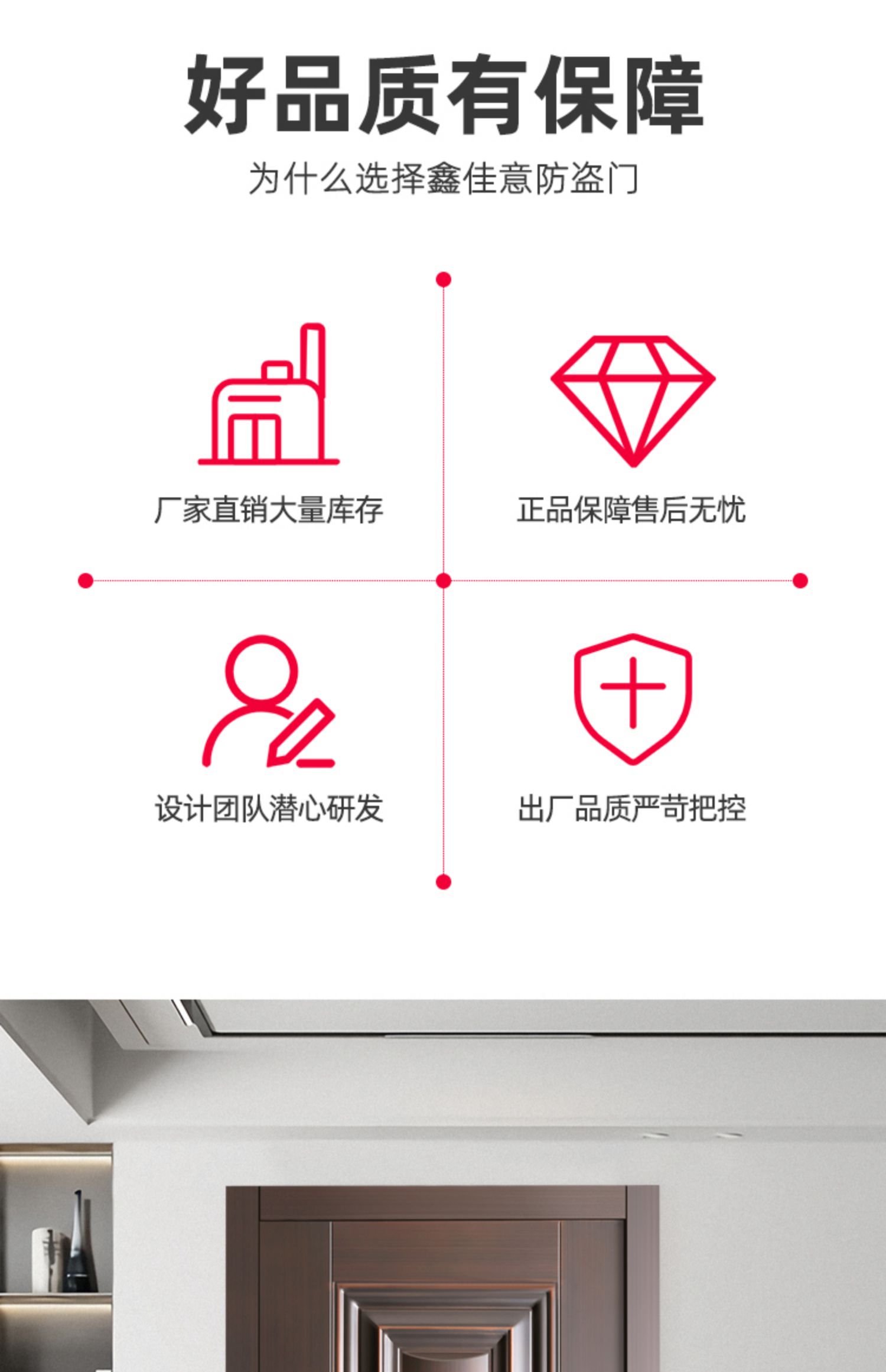 鑫佳意防盗门甲级钢质入户门进户室外带气窗通风子母门双开农村门(图9)