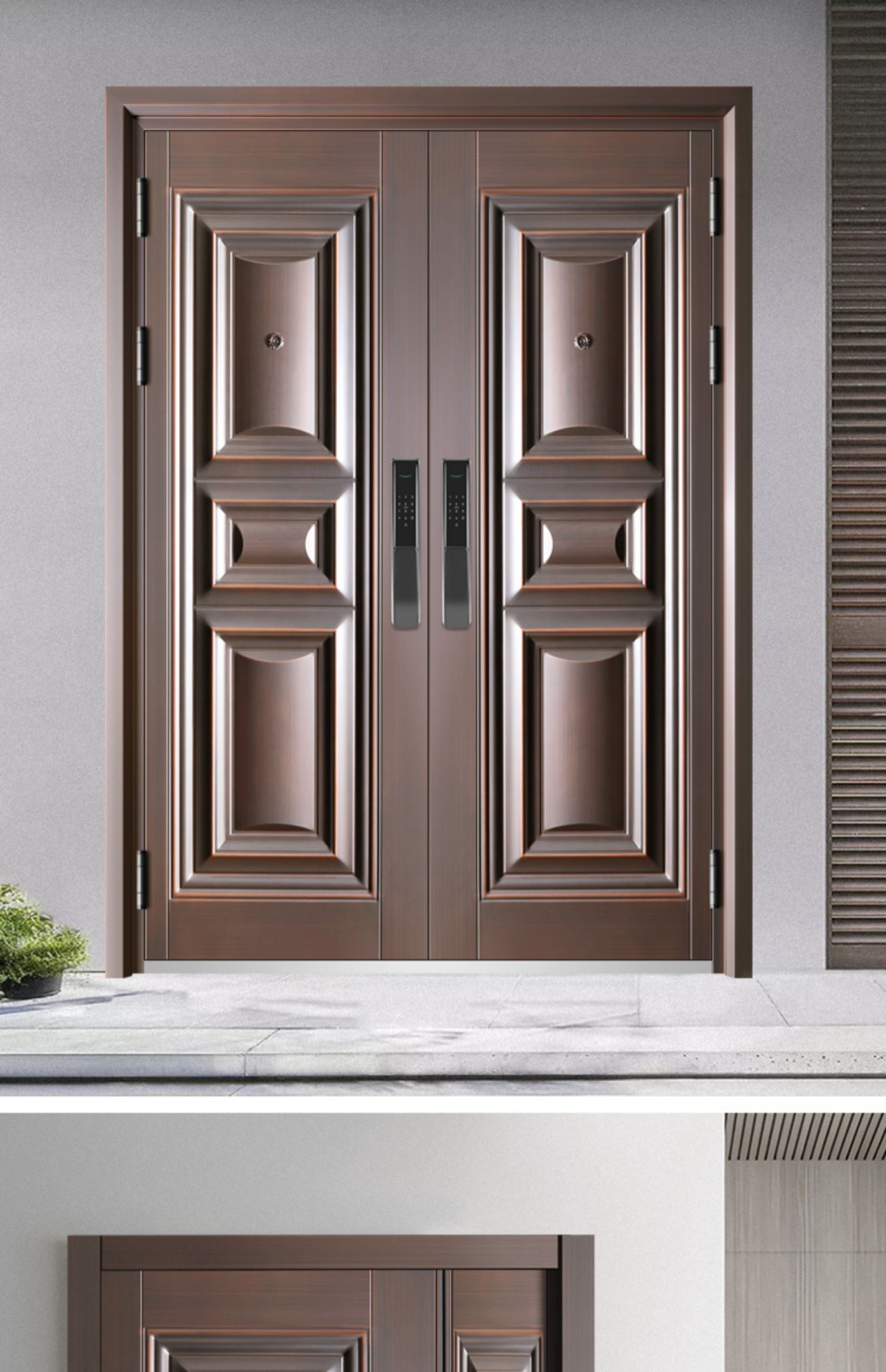 鑫佳意防盗门甲级钢质入户门进户室外带气窗通风子母门双开农村门(图21)