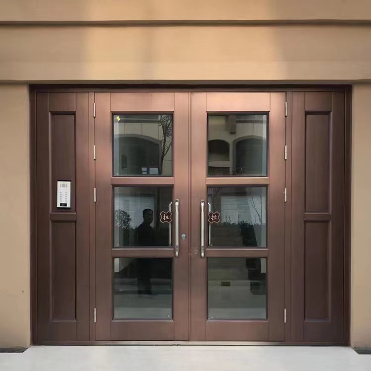 小区单元楼宇入户栅栏通风楼道电控防盗门工程不锈钢镂空玻璃门(图7)