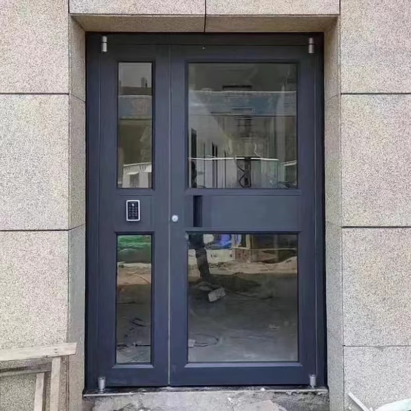 小区单元楼宇入户栅栏通风楼道电控防盗门工程不锈钢镂空玻璃门(图16)