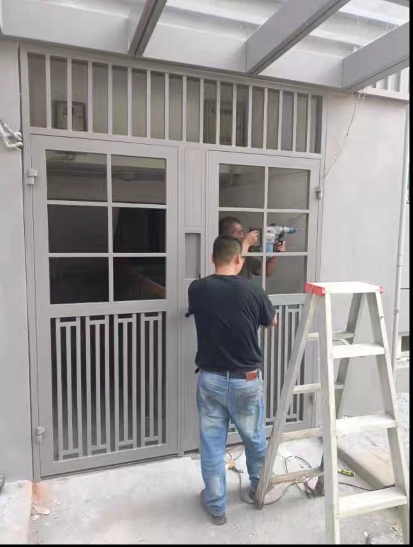 小区单元楼宇入户栅栏通风楼道电控防盗门工程不锈钢镂空玻璃门(图11)