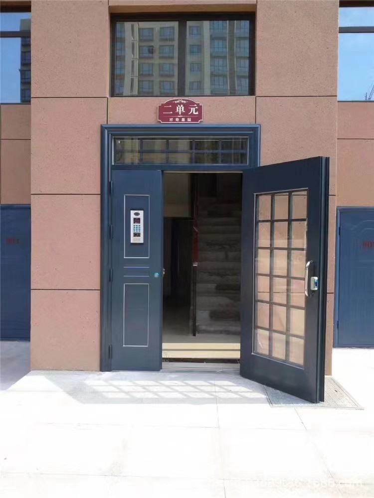 小区单元楼宇入户栅栏通风楼道电控防盗门工程不锈钢镂空玻璃门(图15)