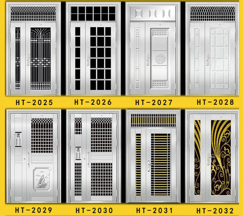 304不锈钢防盗门大门双开门乡村安全门白钢门家用单门楼宇子母门(图9)