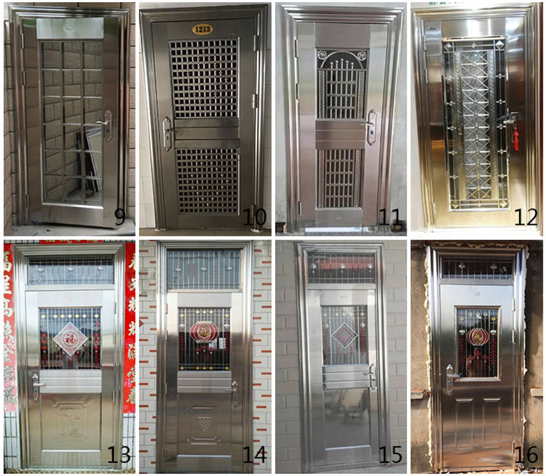 304不锈钢防盗门大门双开门乡村安全门白钢门家用单门楼宇子母门(图12)