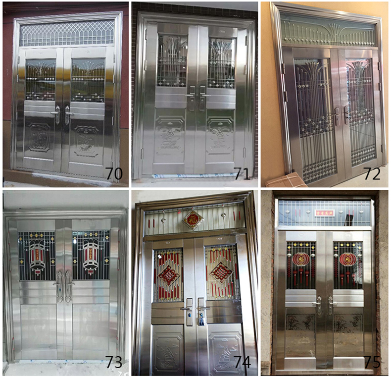 304不锈钢防盗门大门双开门乡村安全门白钢门家用单门楼宇子母门(图21)