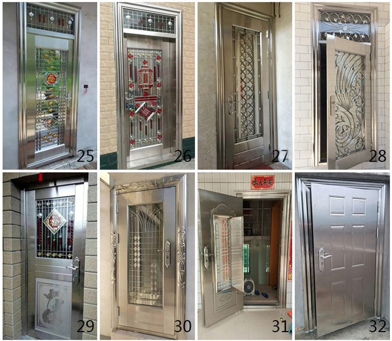 304不锈钢防盗门大门双开门乡村安全门白钢门家用单门楼宇子母门(图14)