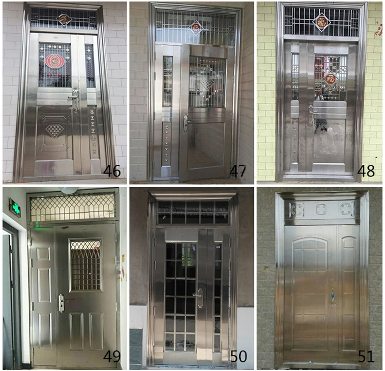 304不锈钢防盗门大门双开门乡村安全门白钢门家用单门楼宇子母门(图17)