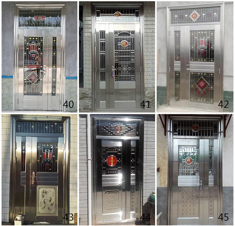 304不锈钢防盗门大门双开门乡村安全门白钢门家用单门楼宇子母门(图16)