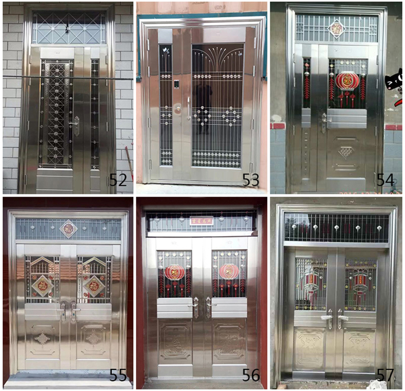 304不锈钢防盗门大门双开门乡村安全门白钢门家用单门楼宇子母门(图18)