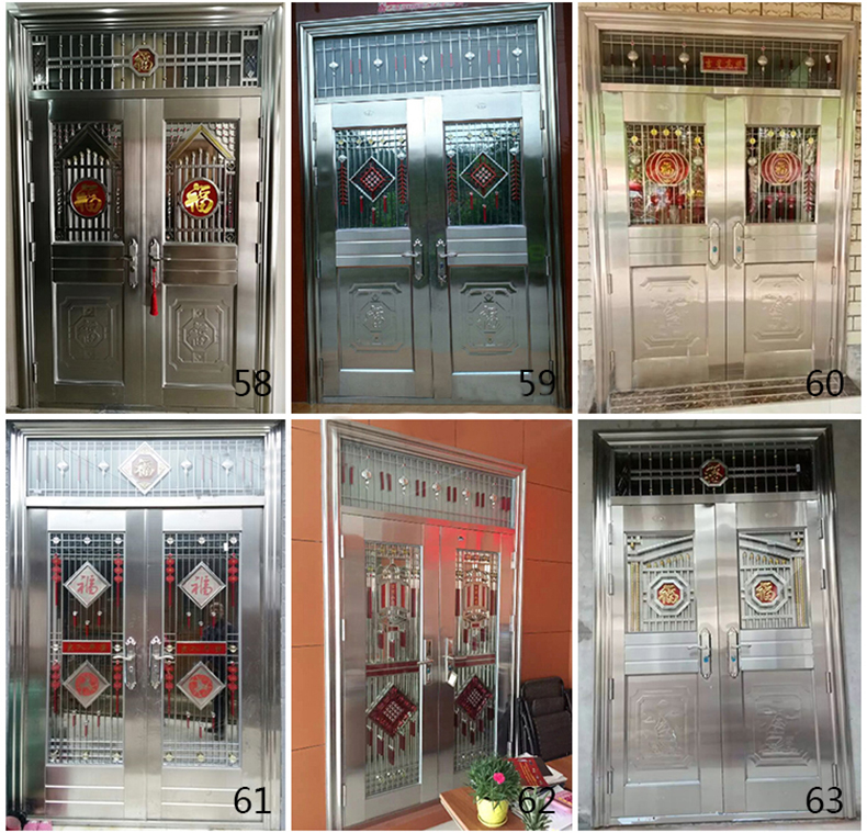 304不锈钢防盗门大门双开门乡村安全门白钢门家用单门楼宇子母门(图19)