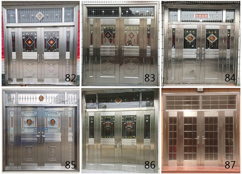 304不锈钢防盗门大门双开门乡村安全门白钢门家用单门楼宇子母门(图23)