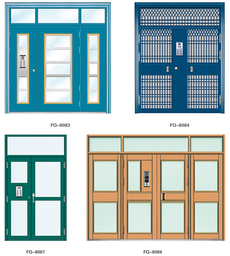 飞群单元门氟碳漆小区防盗楼道门对讲可视楼宇门304不锈钢定制(图26)