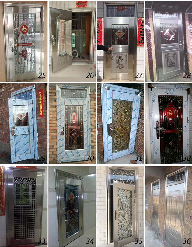 304不锈钢门单元门氟碳漆小区防盗门楼道门对讲车库楼宇门子母门(图8)