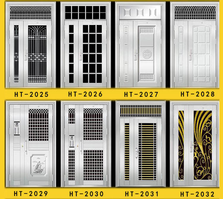 304不锈钢门单元门氟碳漆小区防盗门楼道门对讲车库楼宇门子母门(图4)