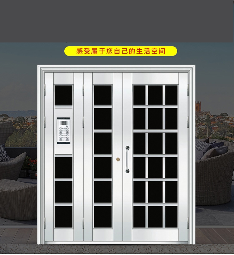 定制可视楼道门小区不锈钢楼宇门304氟碳漆对讲防盗单元门(图1)