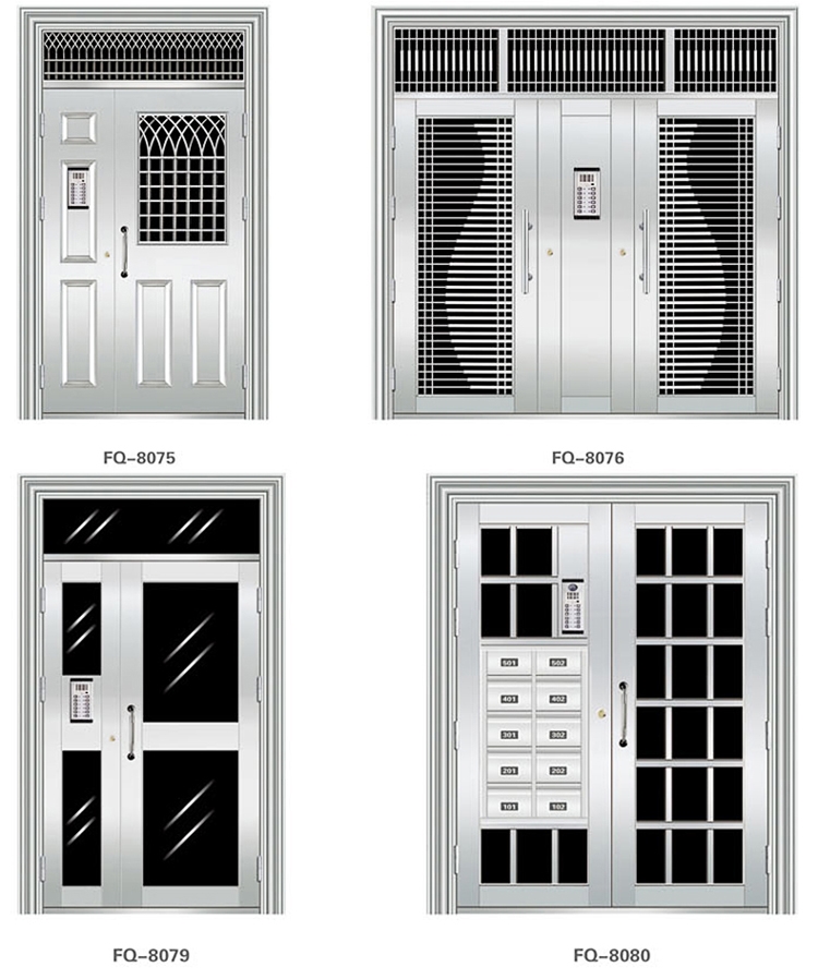 定制可视楼道门小区不锈钢楼宇门304氟碳漆对讲防盗单元门(图13)