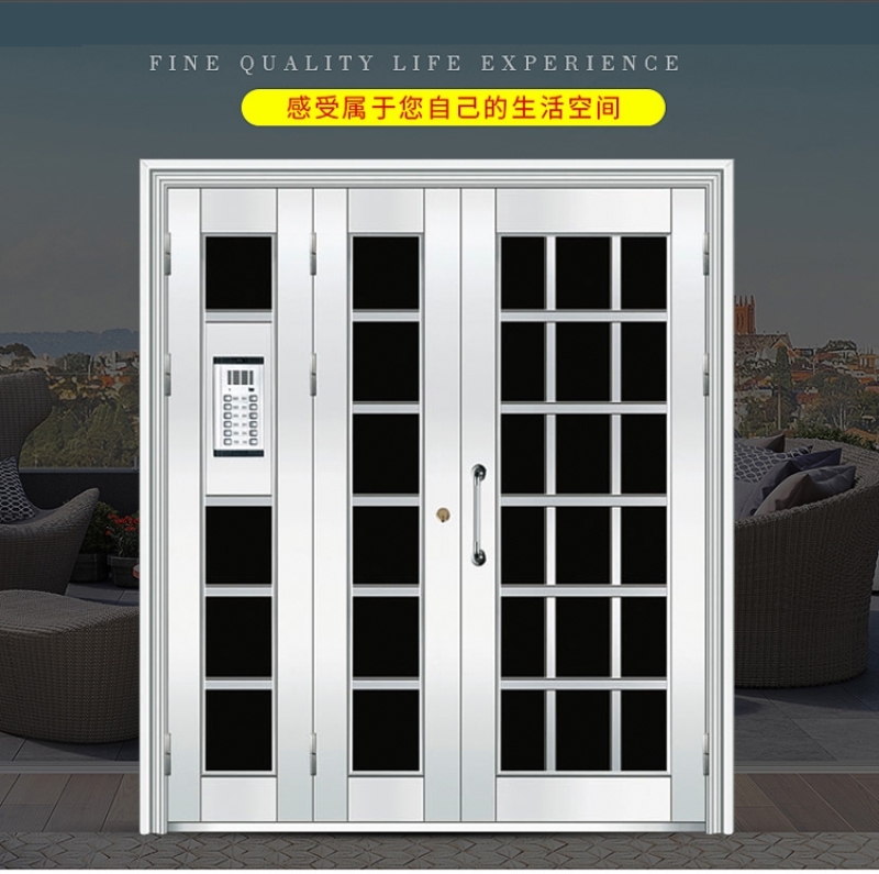 304入户门小区门楼防盗门工程楼宇门大门楼道定制门不锈钢可视(图1)