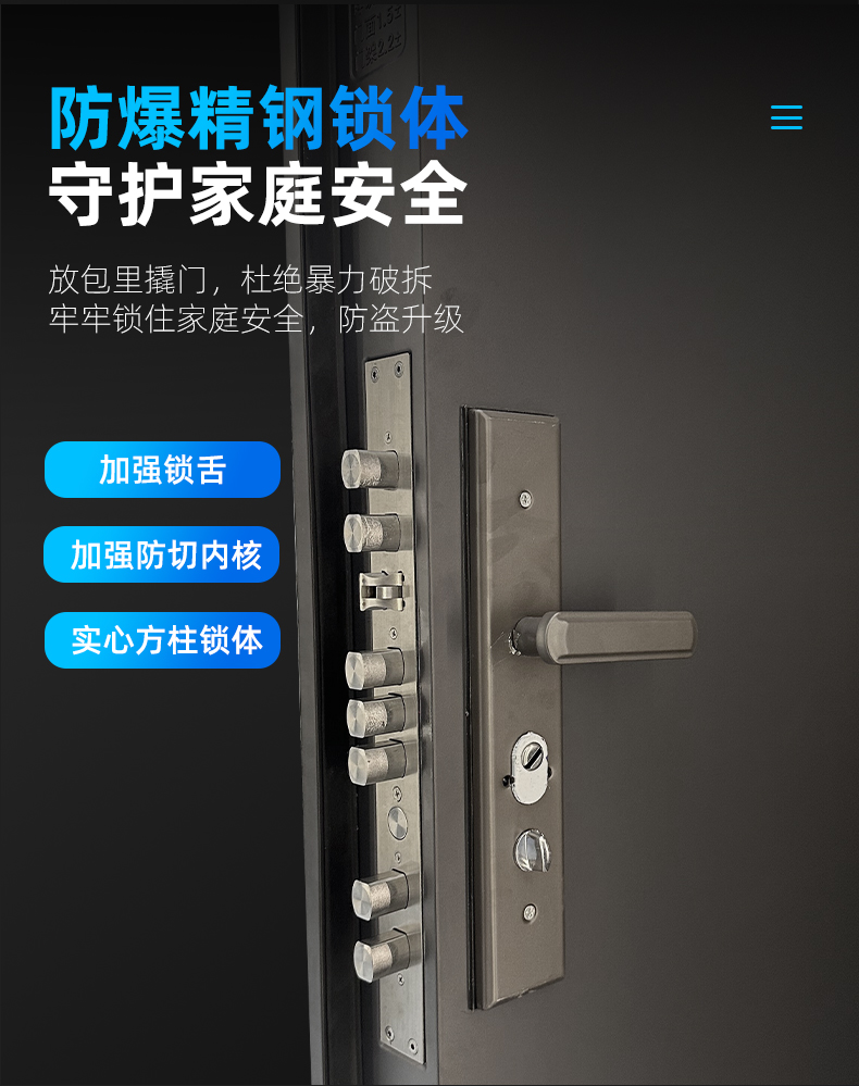 防盗门甲级入户门家用安全门子母门静音进户门别墅门发泡填充定制(图13)