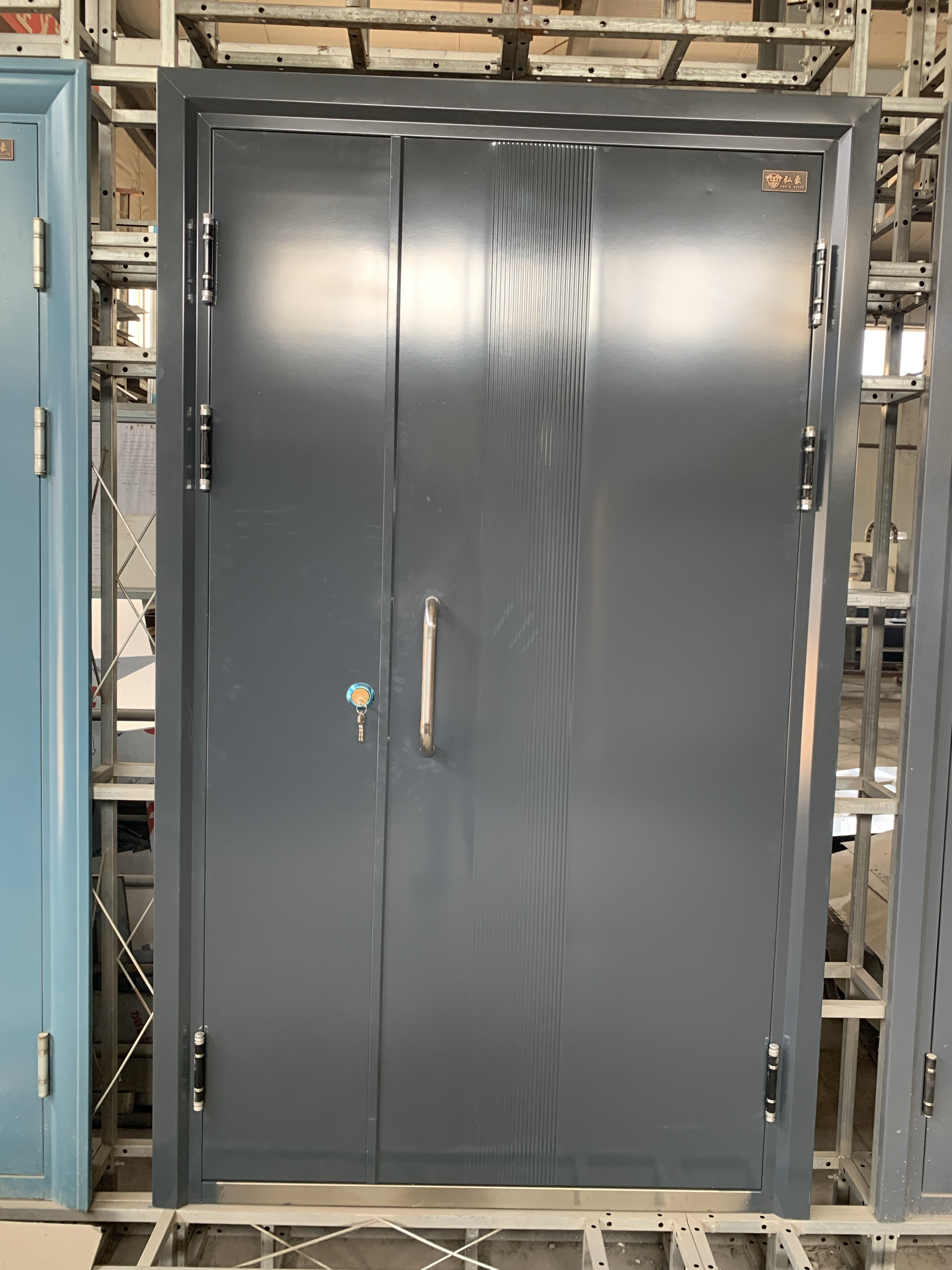 钢制楼宇门厂家实拍图片整版开窗楼宇门 钢质楼宇门 小区入户门(图10)