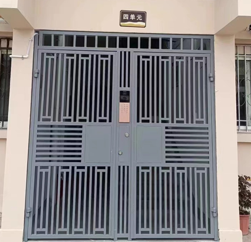 小区入户单元门定制楼宇门钢制栅栏门通风楼道门不锈钢楼宇防盗门(图5)