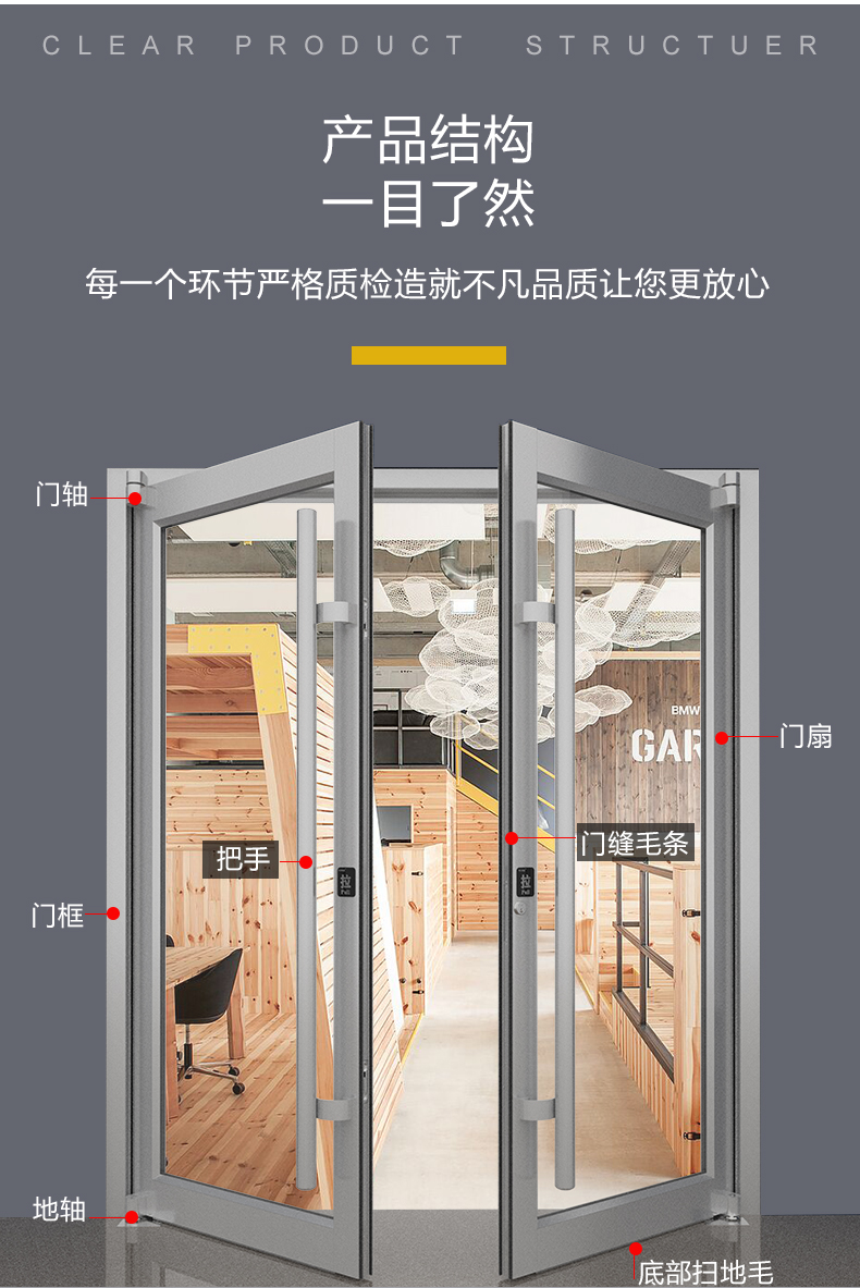 肯德基门厂家定做麦当劳门铝合金门商铺门单元楼宇门防爆门玻璃门(图5)