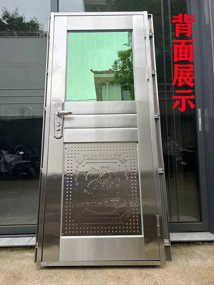 304不锈钢门加厚进户防盗门楼顶阳台门出租屋房门农村双开门定制(图5)