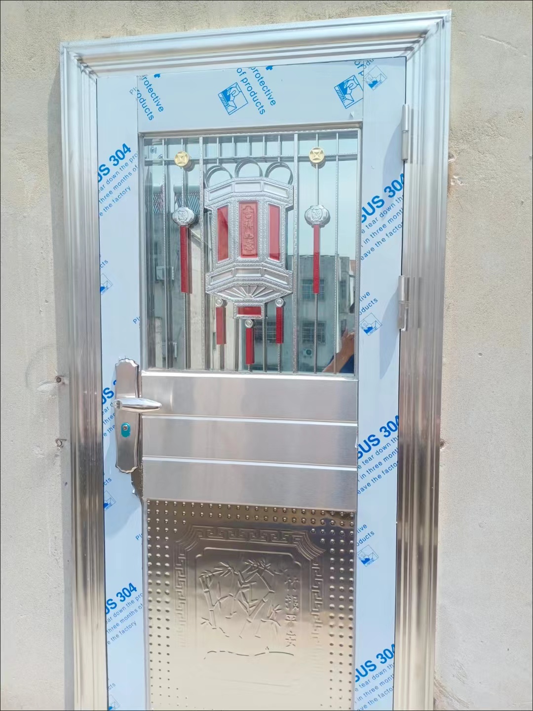 304不锈钢门加厚进户防盗门楼顶阳台门出租屋房门农村双开门定制(图9)