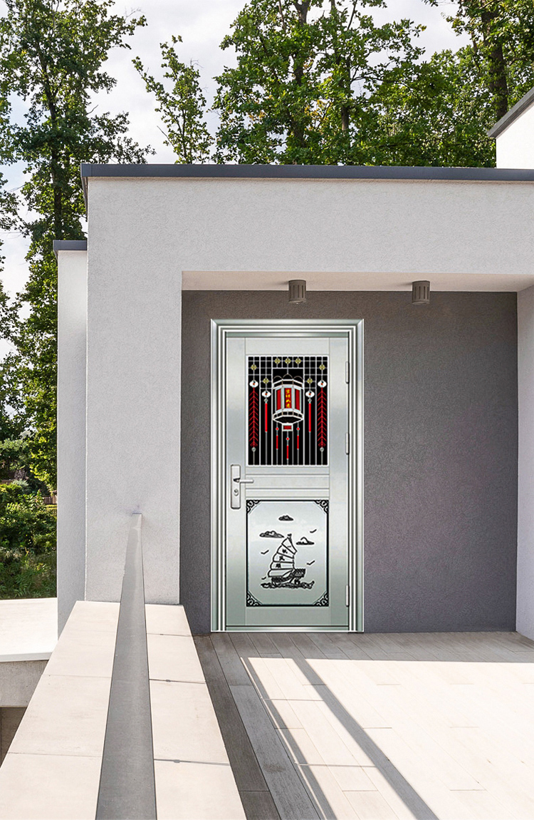 304不锈钢门防盗进户白钢农村入户201不绣钢工程钢质楼宇家用大门(图11)