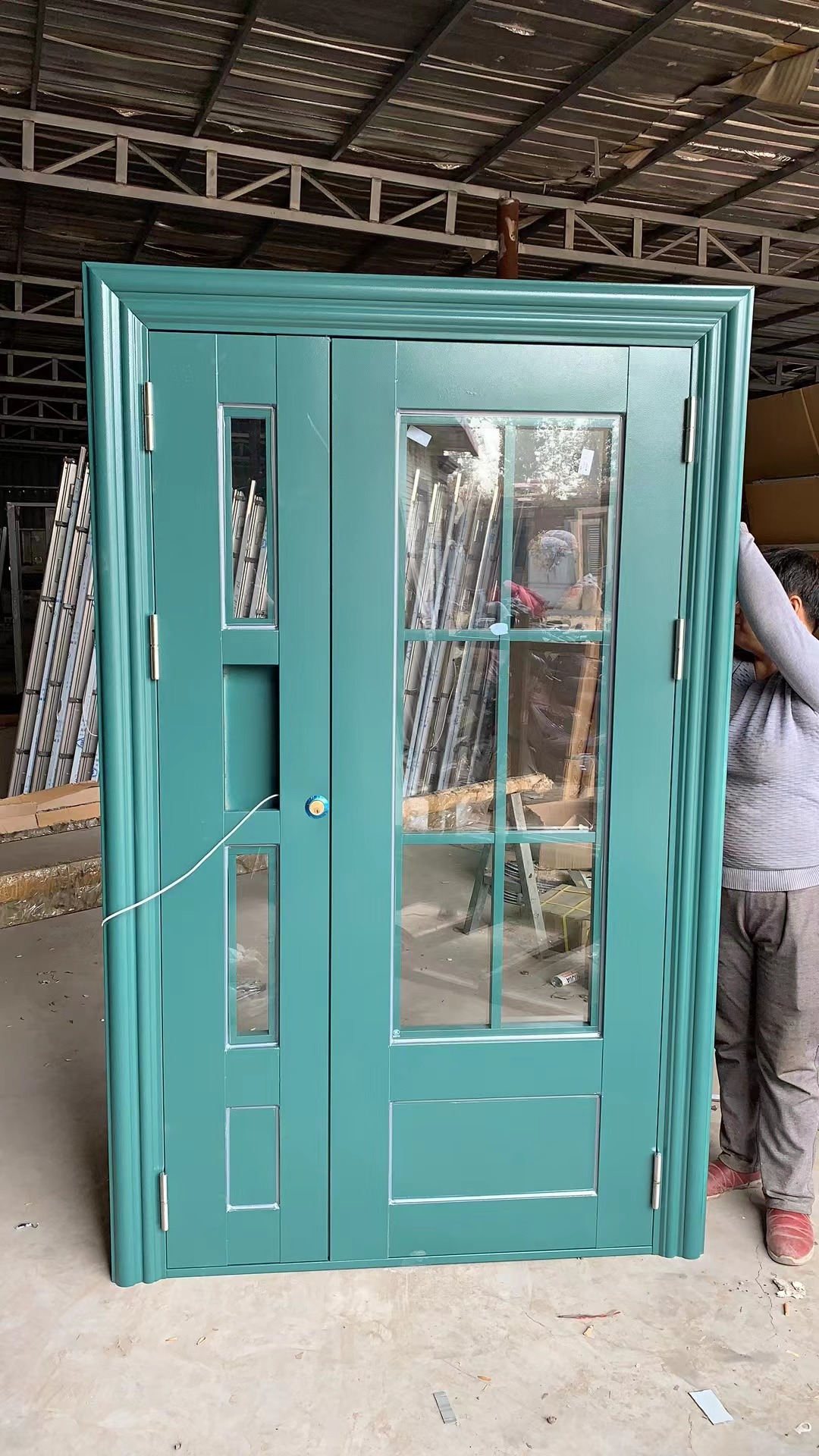 钢制单元门，钢制玻璃楼宇门，钢制小区进户门(图2)