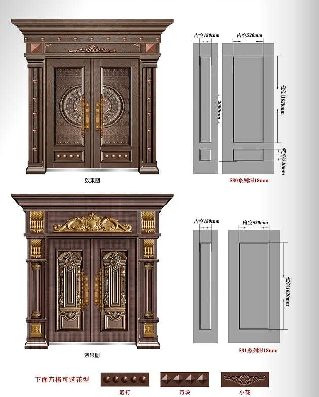 别墅大门模压非标大门自建房对开豪华大气进户门永康源头厂家(图7)