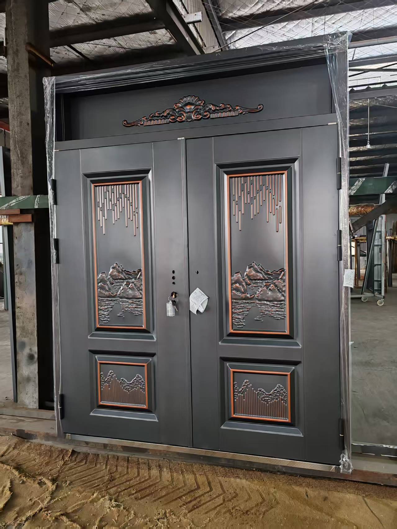 别墅大门模压非标大门自建房对开豪华大气进户门永康源头厂家(图11)