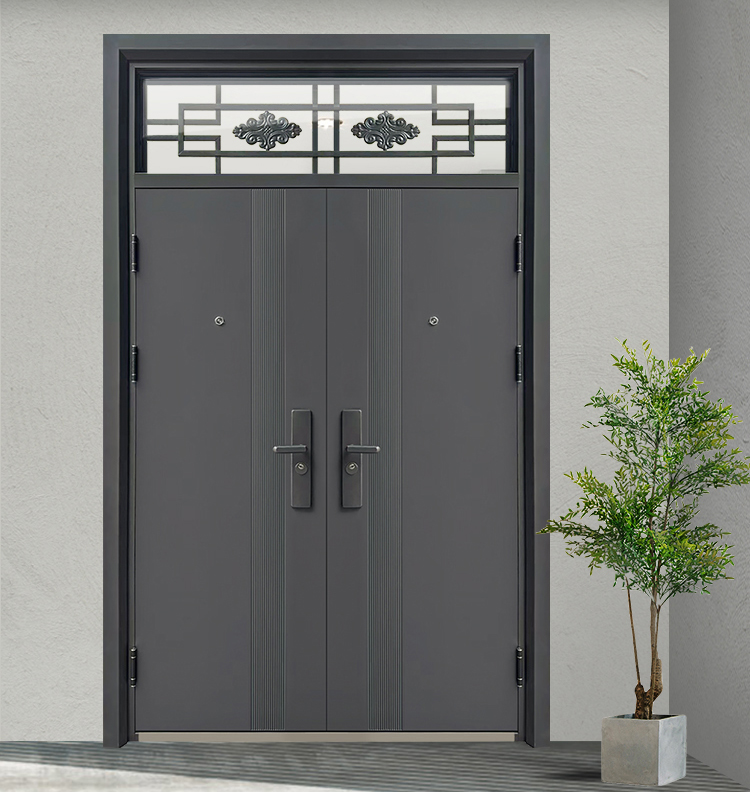 防盗门子母门入户门家用带玻璃气窗室外农村自建房双开大门进户门(图40)