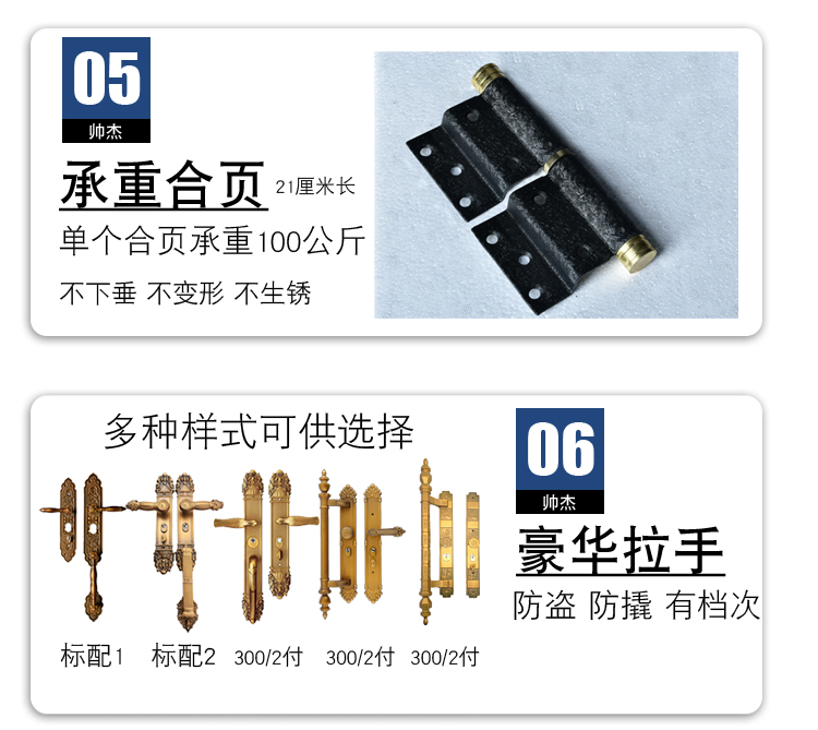 定制甲级锌合金别墅对开门进户门防盗门农村自建房大门非标门四开(图5)