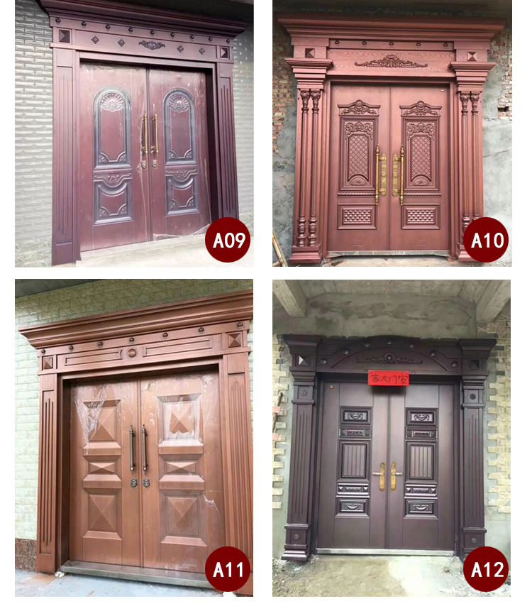 定制甲级锌合金别墅对开门进户门防盗门农村自建房大门非标门四开(图12)