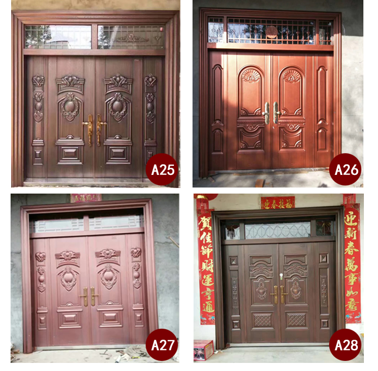 定制甲级锌合金别墅对开门进户门防盗门农村自建房大门非标门四开(图15)