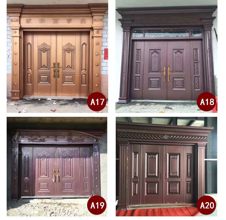 定制甲级锌合金别墅对开门进户门防盗门农村自建房大门非标门四开(图14)